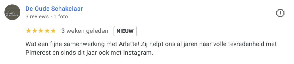 Review en ervaring PinCreative Google review De Oude Schakelaar