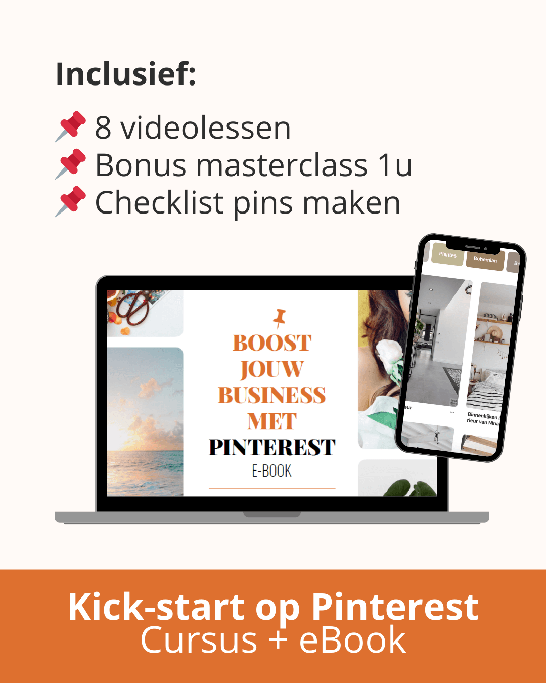 Kick-start op Pinterest cursus voor ondernemers, webshops en meer. Inclusief 8 videolessen, eBook en meer