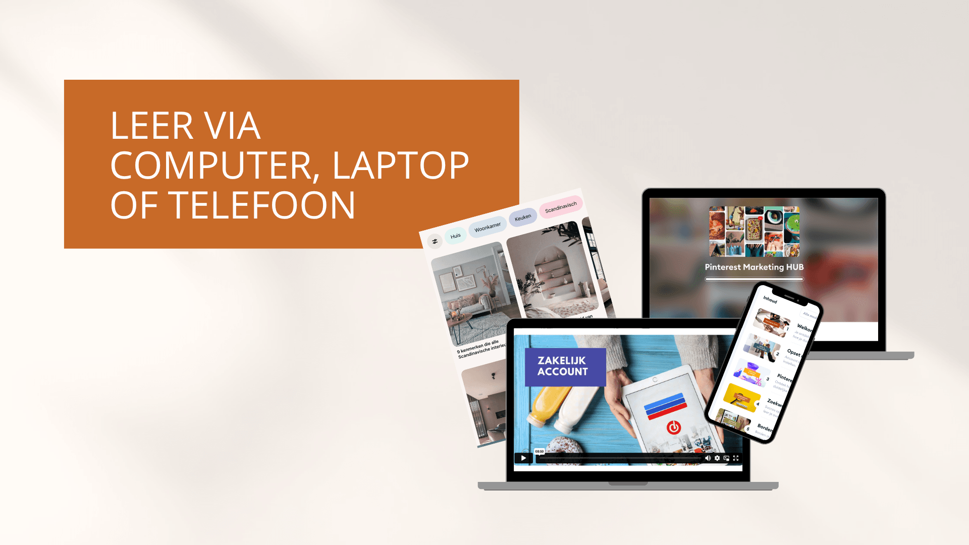 Pinterest marketing HUB leren via The Huddle Pinterest marketing HUB leren via The Huddle - op laptop, mobiel of computer