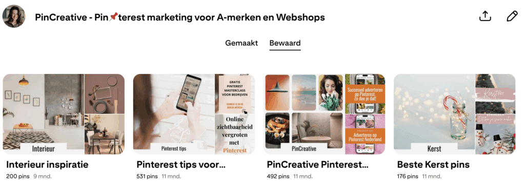 Borden maken voor Pinterest zakelijk account